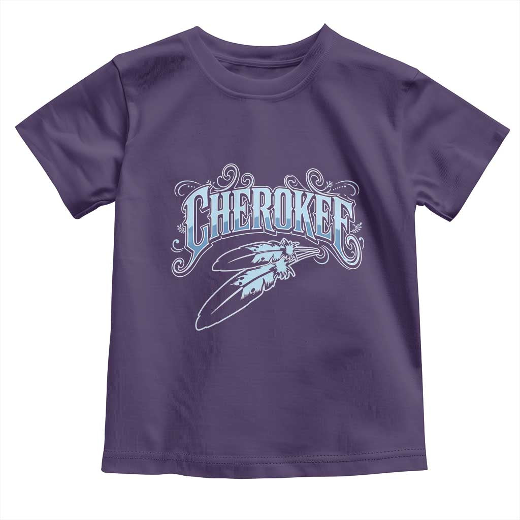 Cherokee Native American Heritage Toddler T Shirt Blue Feather Filigree Typography