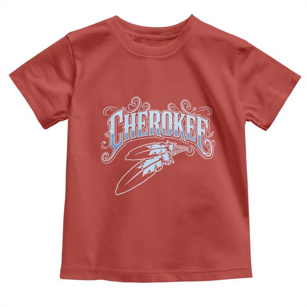 Cherokee Native American Heritage Toddler T Shirt Blue Feather Filigree Typography