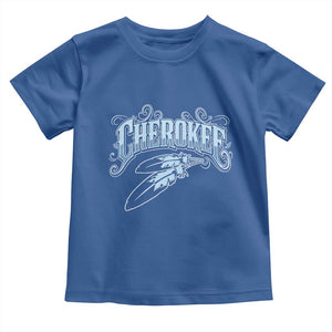 Cherokee Native American Heritage Toddler T Shirt Blue Feather Filigree Typography