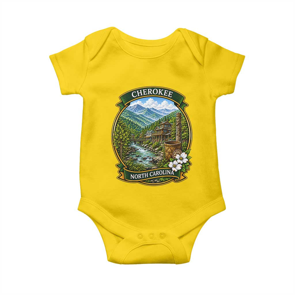 Vintage Great Smoky Mountains Baby Onesie Cherokee North Carolina Landscape
