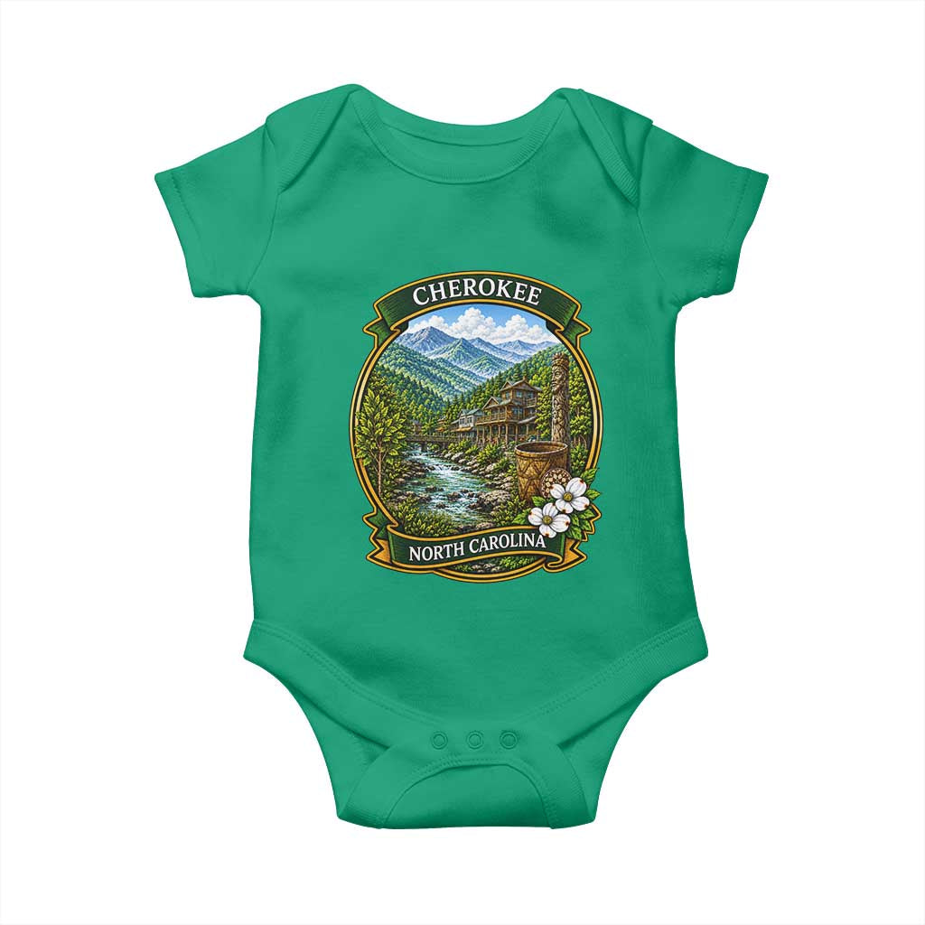 Vintage Great Smoky Mountains Baby Onesie Cherokee North Carolina Landscape