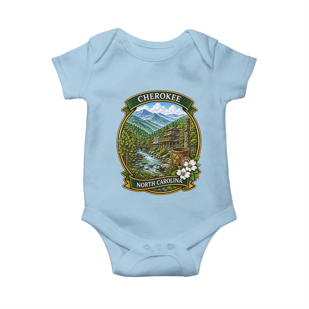 Vintage Great Smoky Mountains Baby Onesie Cherokee North Carolina Landscape