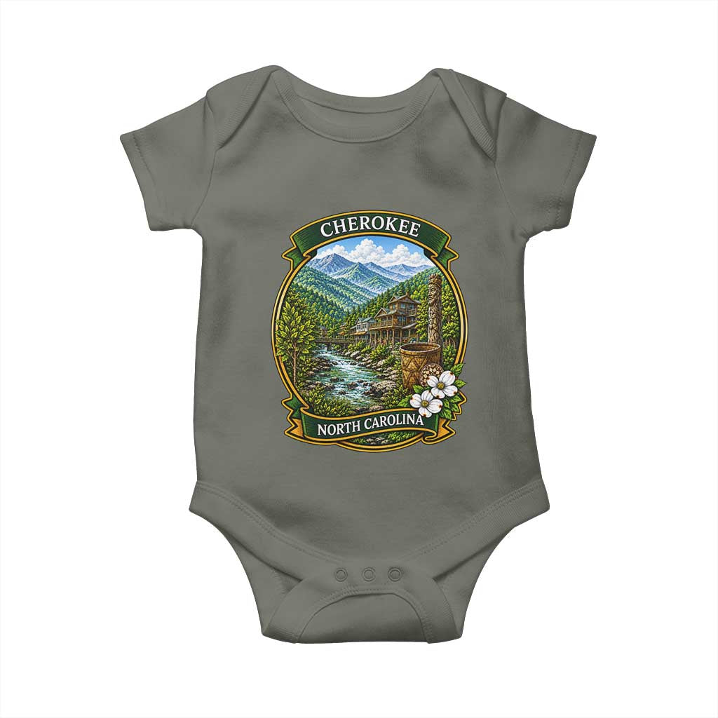Vintage Great Smoky Mountains Baby Onesie Cherokee North Carolina Landscape