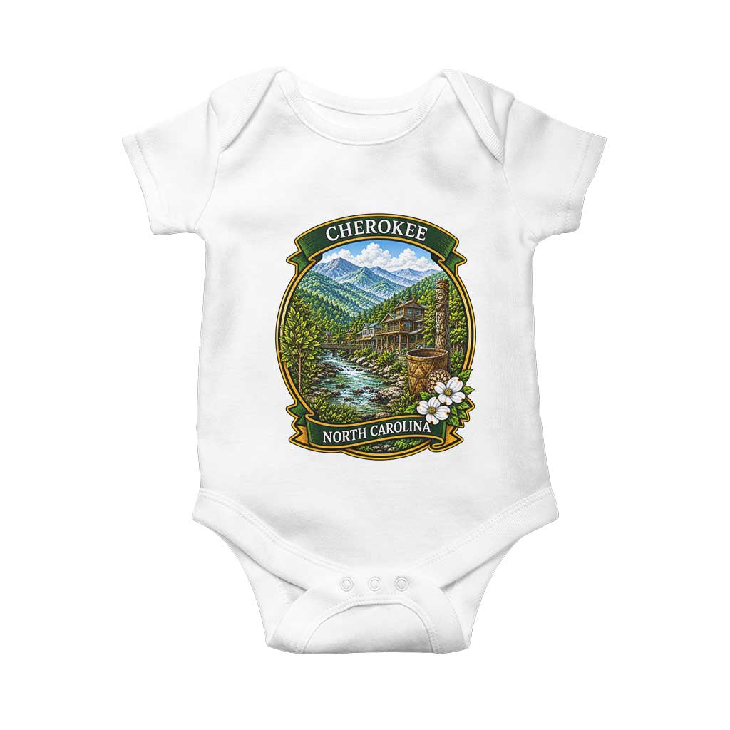 Vintage Great Smoky Mountains Baby Onesie Cherokee North Carolina Landscape TS12 White Print Your Wear