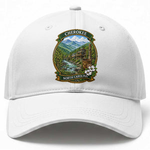 Vintage Great Smoky Mountains Baseball Cap Cherokee North Carolina Landscape