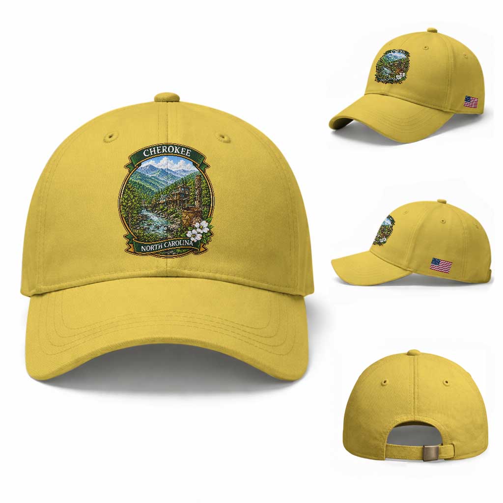 Vintage Great Smoky Mountains Baseball Cap Cherokee North Carolina Landscape