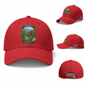 Vintage Great Smoky Mountains Baseball Cap Cherokee North Carolina Landscape