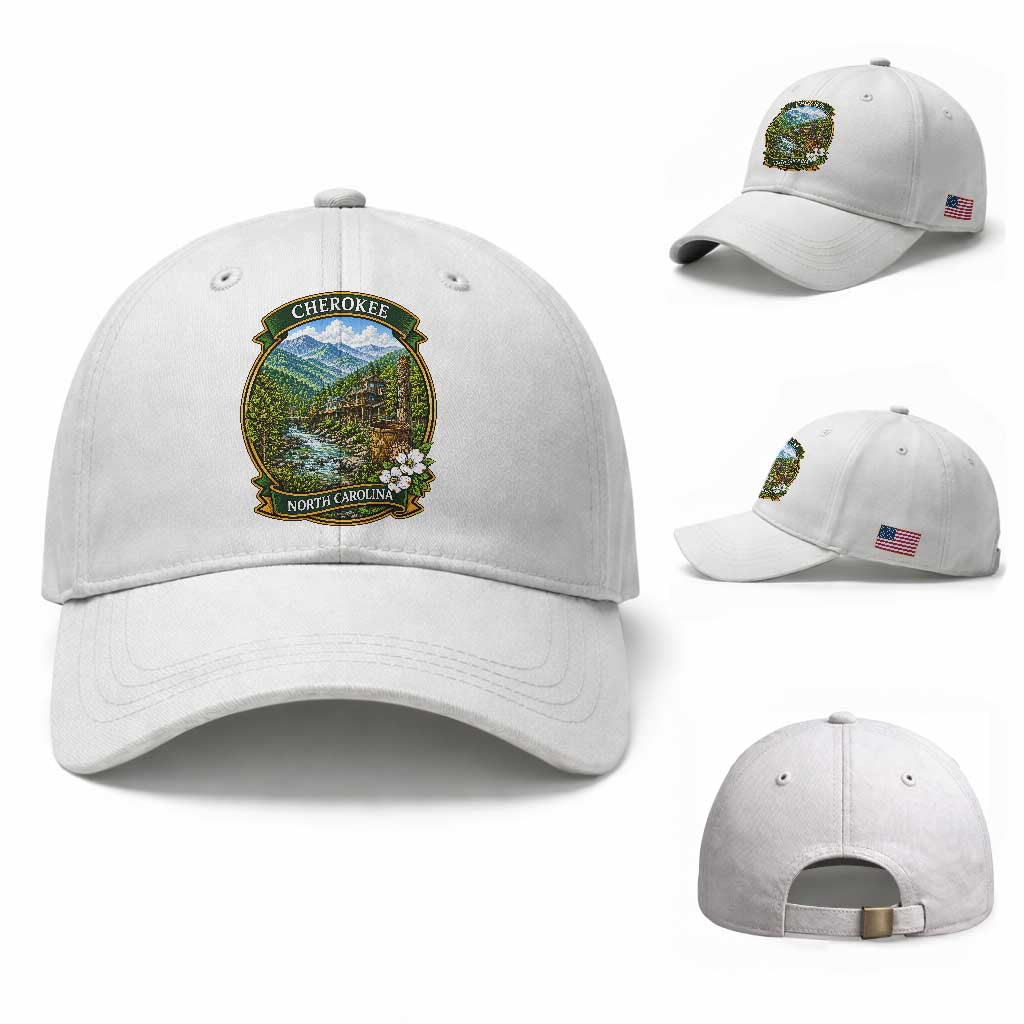 Vintage Great Smoky Mountains Baseball Cap Cherokee North Carolina Landscape