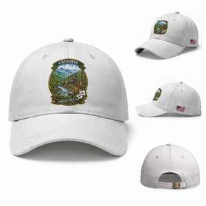Vintage Great Smoky Mountains Baseball Cap Cherokee North Carolina Landscape