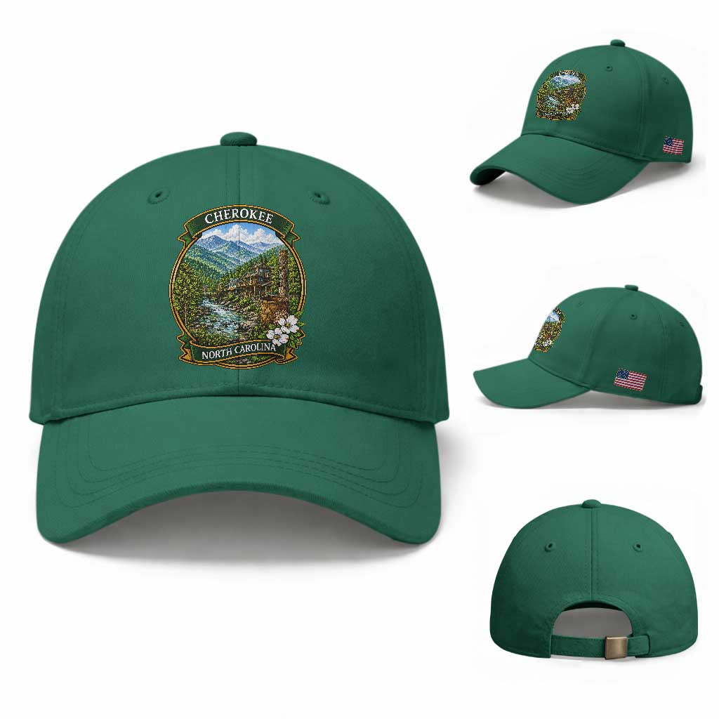 Vintage Great Smoky Mountains Baseball Cap Cherokee North Carolina Landscape