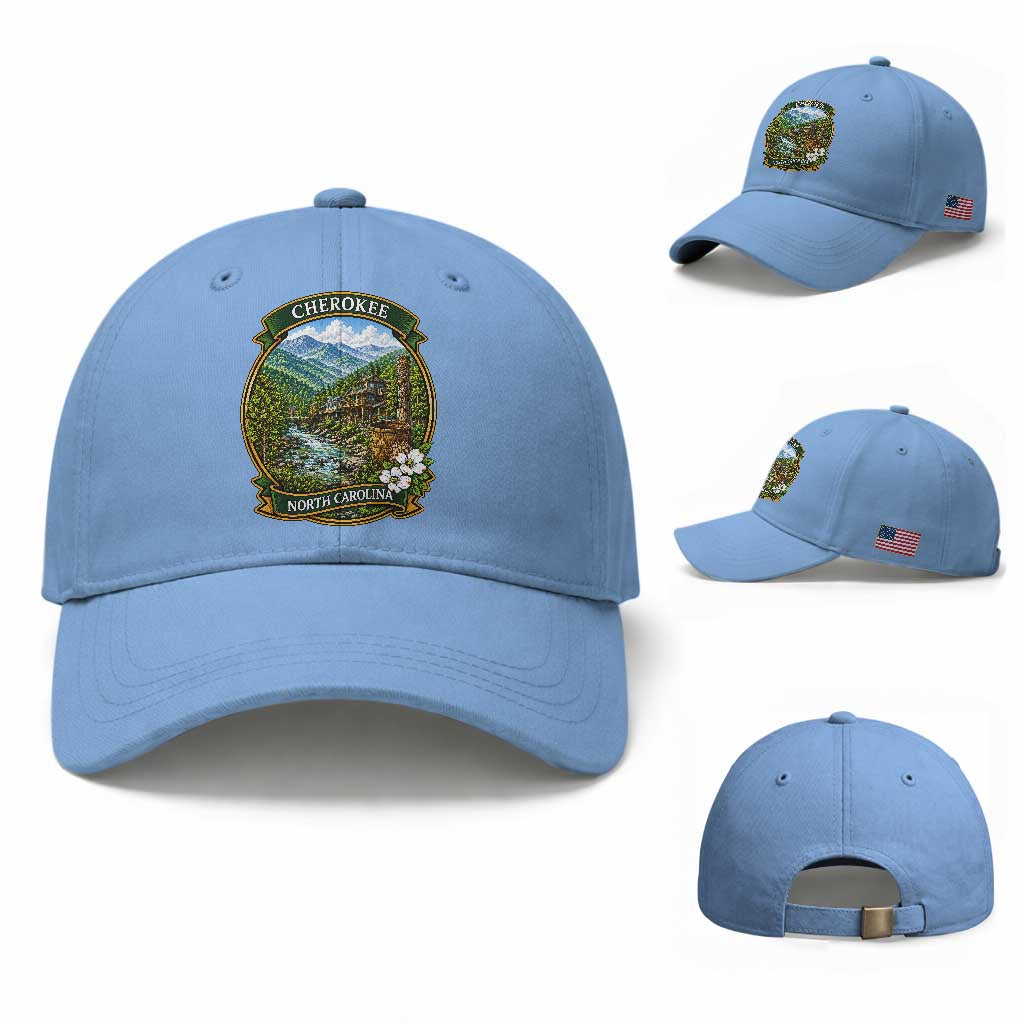 Vintage Great Smoky Mountains Baseball Cap Cherokee North Carolina Landscape