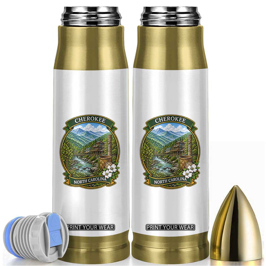 Vintage Great Smoky Mountains Bullet Tumbler Cherokee North Carolina Landscape TS12 White Print Your Wear