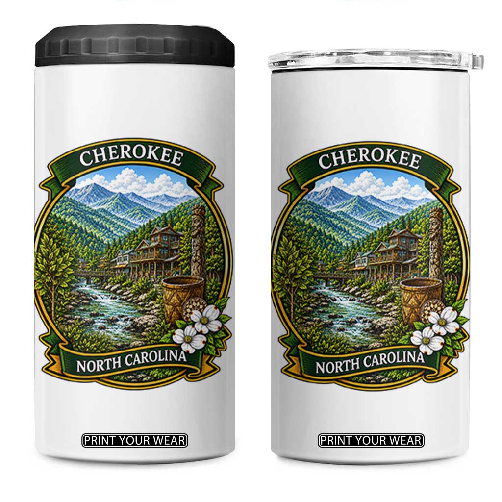 Vintage Great Smoky Mountains 4 in 1 Can Cooler Tumbler Cherokee North Carolina Landscape
