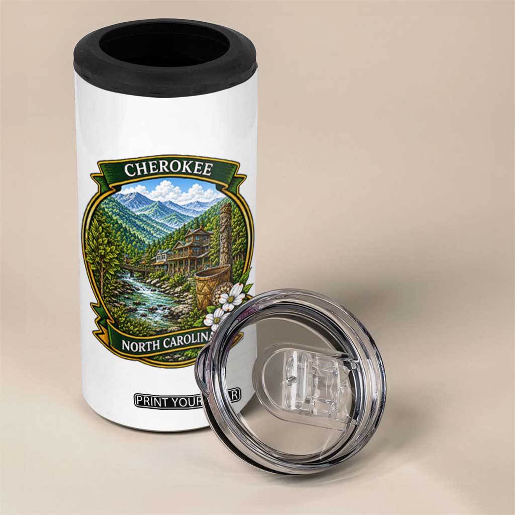 Vintage Great Smoky Mountains 4 in 1 Can Cooler Tumbler Cherokee North Carolina Landscape