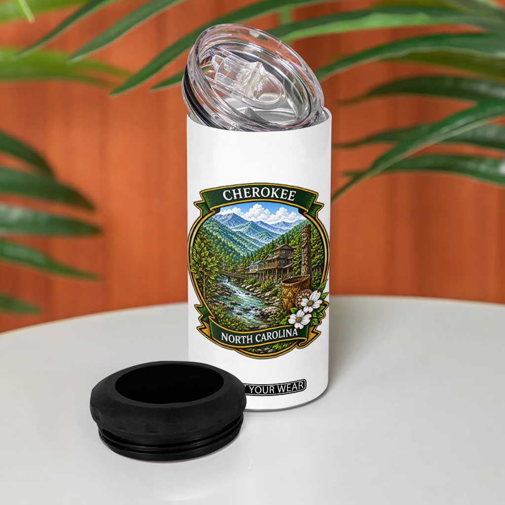 Vintage Great Smoky Mountains 4 in 1 Can Cooler Tumbler Cherokee North Carolina Landscape