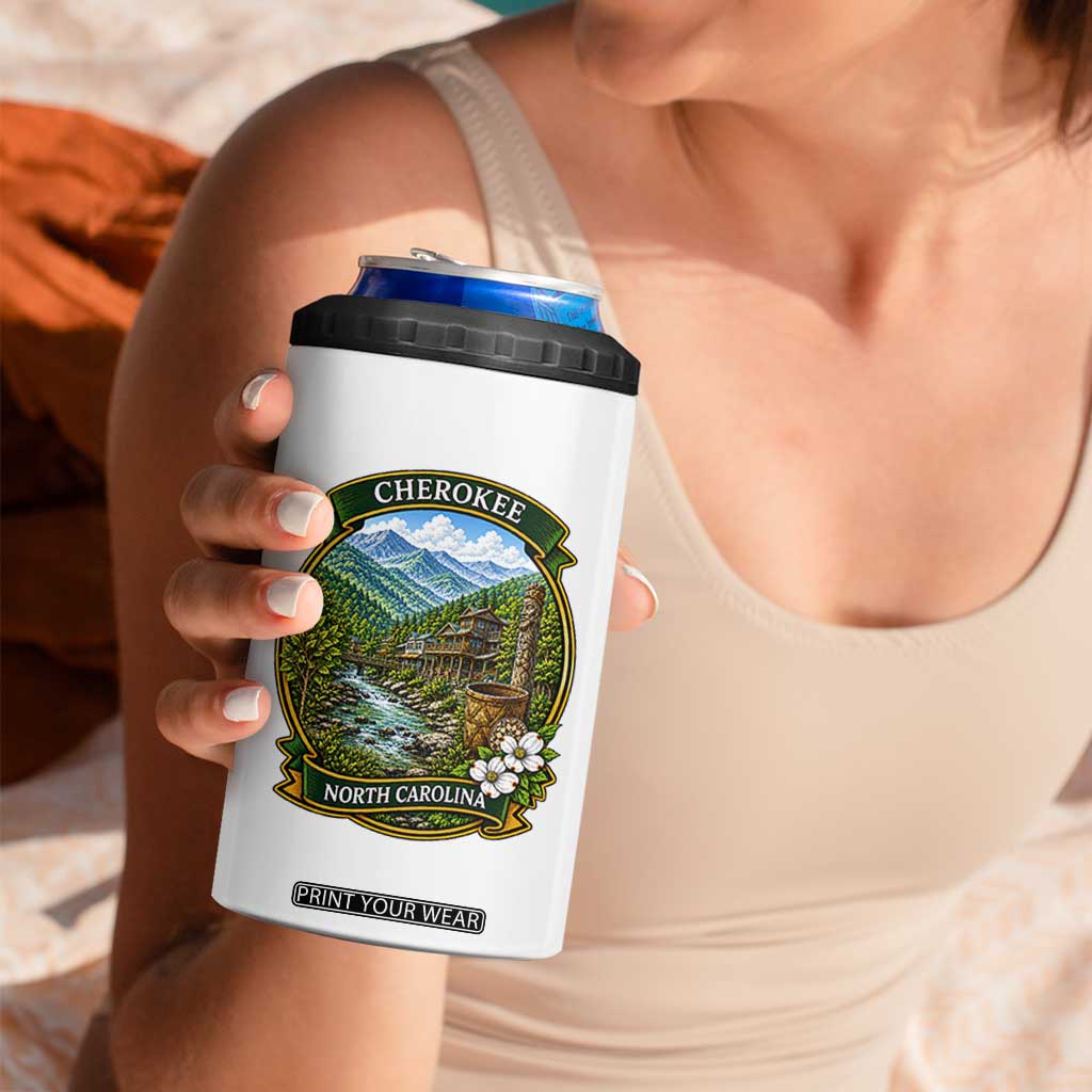 Vintage Great Smoky Mountains 4 in 1 Can Cooler Tumbler Cherokee North Carolina Landscape