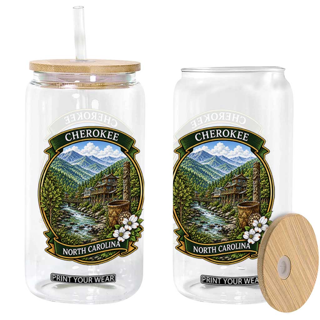 Vintage Great Smoky Mountains Glass Can Cherokee North Carolina Landscape