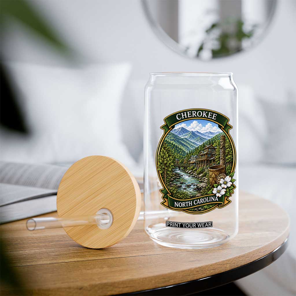 Vintage Great Smoky Mountains Glass Can Cherokee North Carolina Landscape