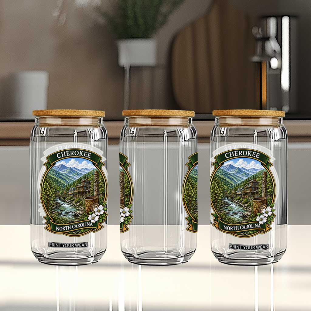 Vintage Great Smoky Mountains Glass Can Cherokee North Carolina Landscape