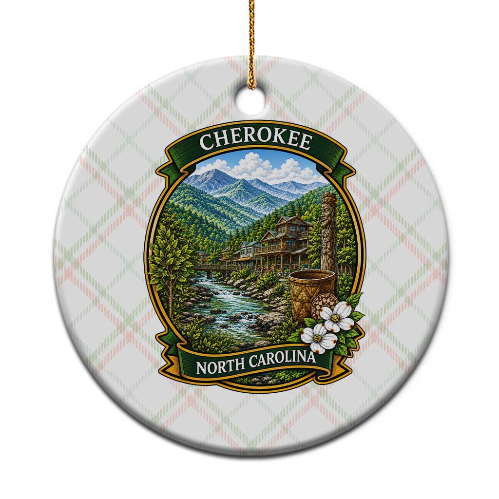 Vintage Great Smoky Mountains Ceramic Ornament Cherokee North Carolina Landscape