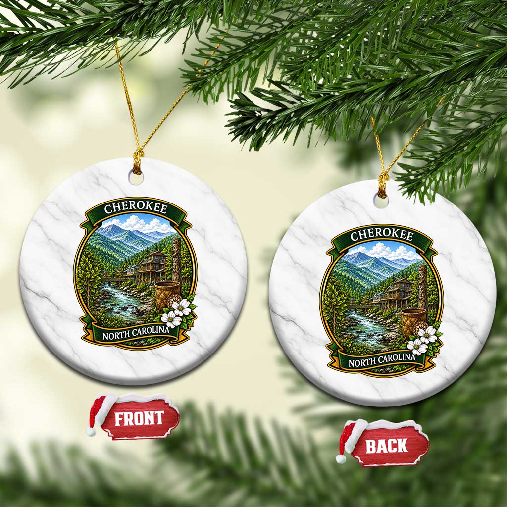 Vintage Great Smoky Mountains Ceramic Ornament Cherokee North Carolina Landscape