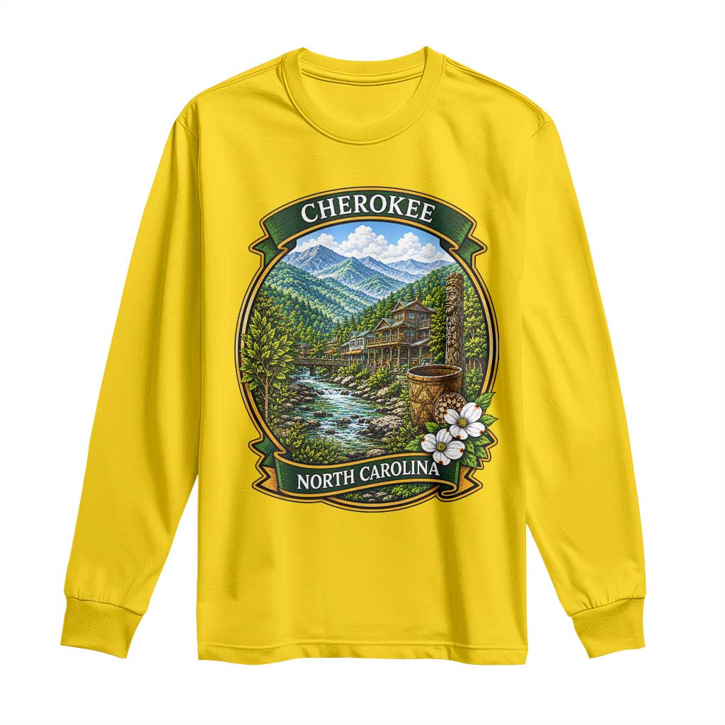 Vintage Great Smoky Mountains Long Sleeve Shirt Cherokee North Carolina Landscape