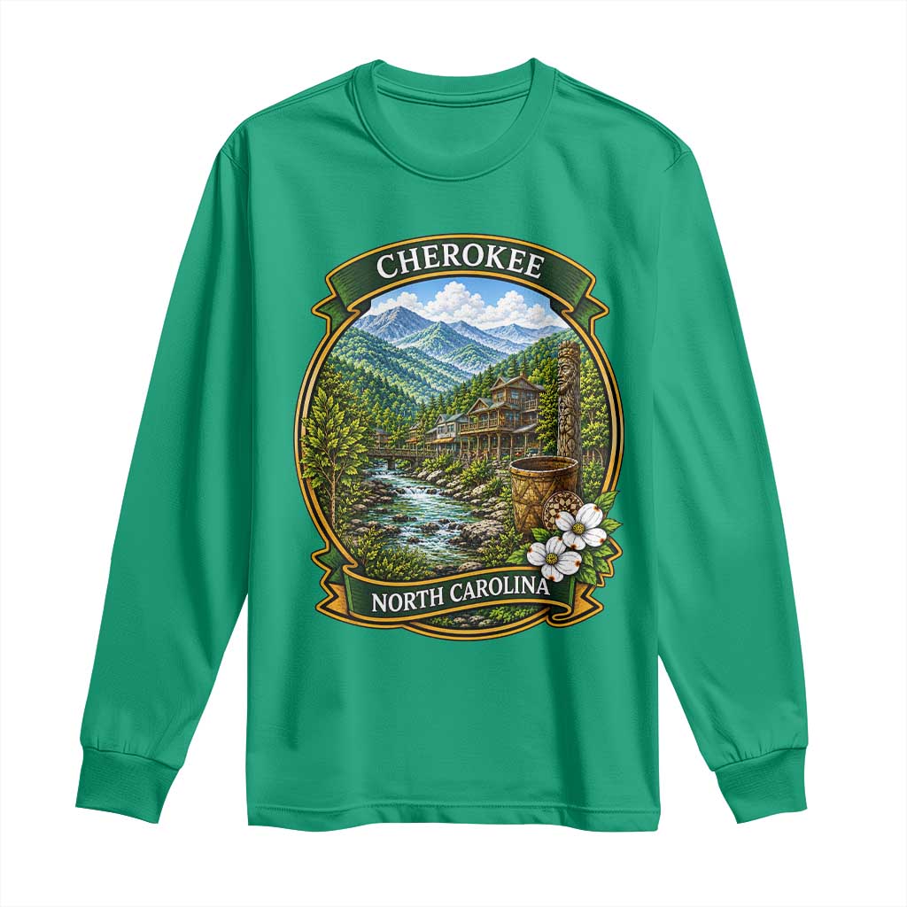 Vintage Great Smoky Mountains Long Sleeve Shirt Cherokee North Carolina Landscape