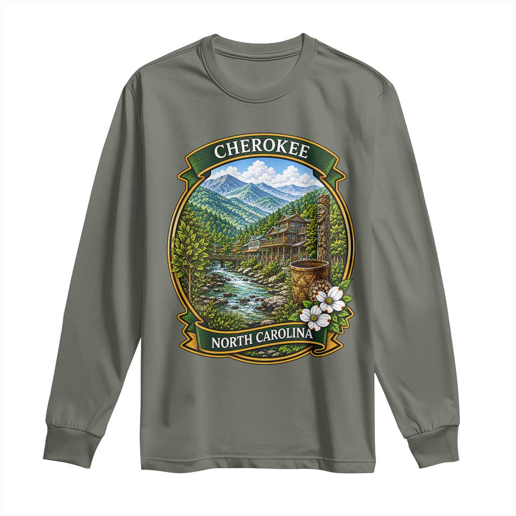 Vintage Great Smoky Mountains Long Sleeve Shirt Cherokee North Carolina Landscape