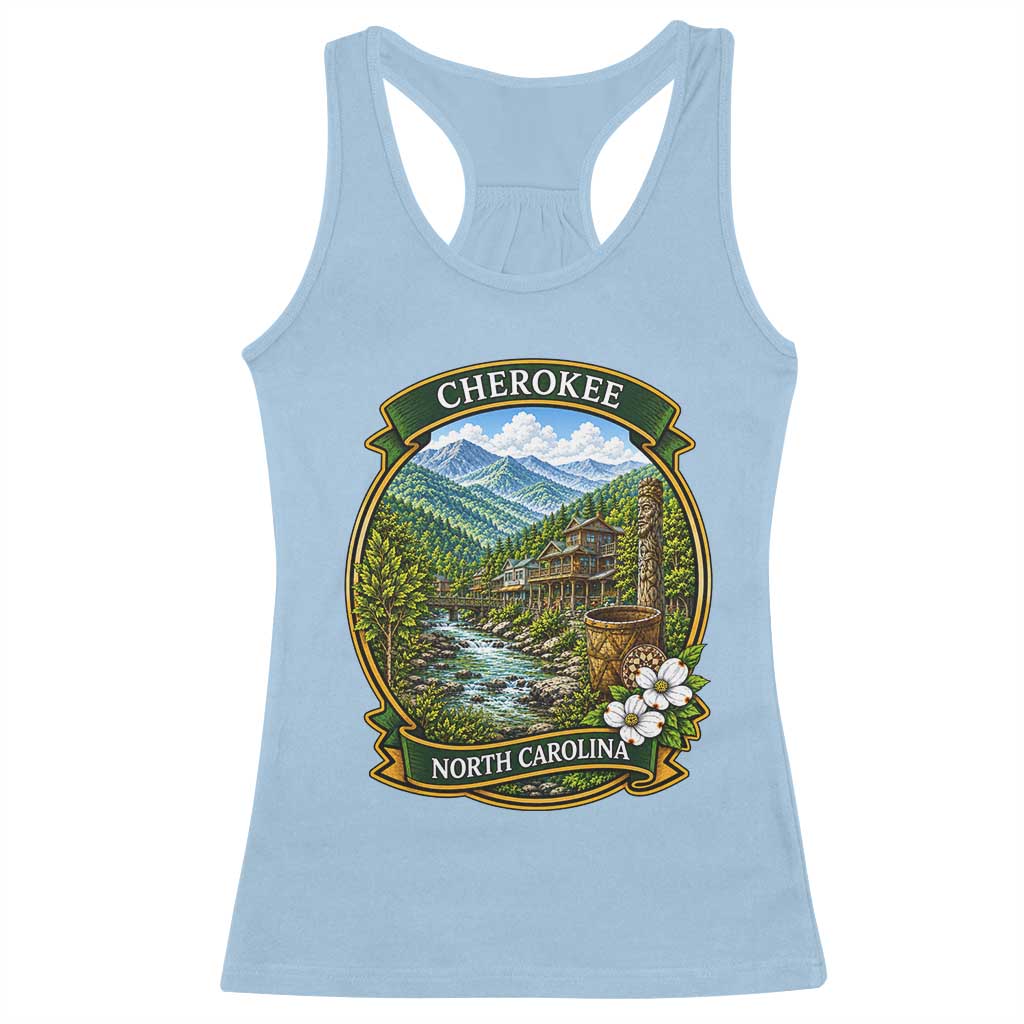 Vintage Great Smoky Mountains Racerback Tank Top Cherokee North Carolina Landscape