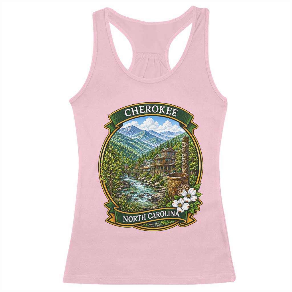 Vintage Great Smoky Mountains Racerback Tank Top Cherokee North Carolina Landscape