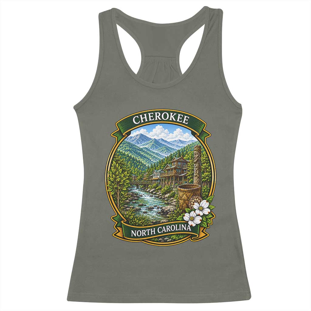 Vintage Great Smoky Mountains Racerback Tank Top Cherokee North Carolina Landscape