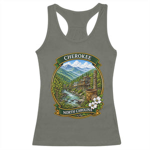 Vintage Great Smoky Mountains Racerback Tank Top Cherokee North Carolina Landscape