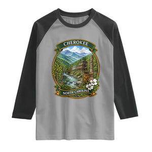 Vintage Great Smoky Mountains Raglan Shirt Cherokee North Carolina Landscape