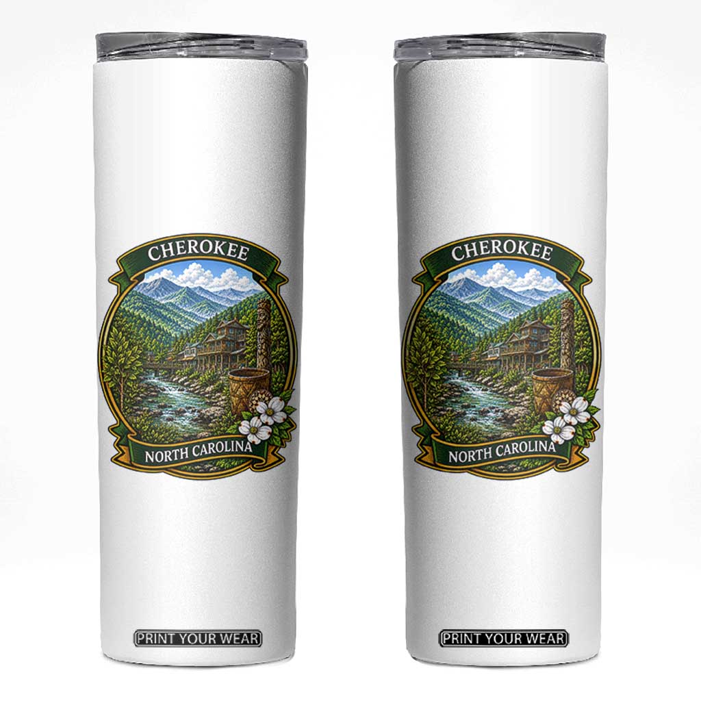 Vintage Great Smoky Mountains Skinny Tumbler Cherokee North Carolina Landscape