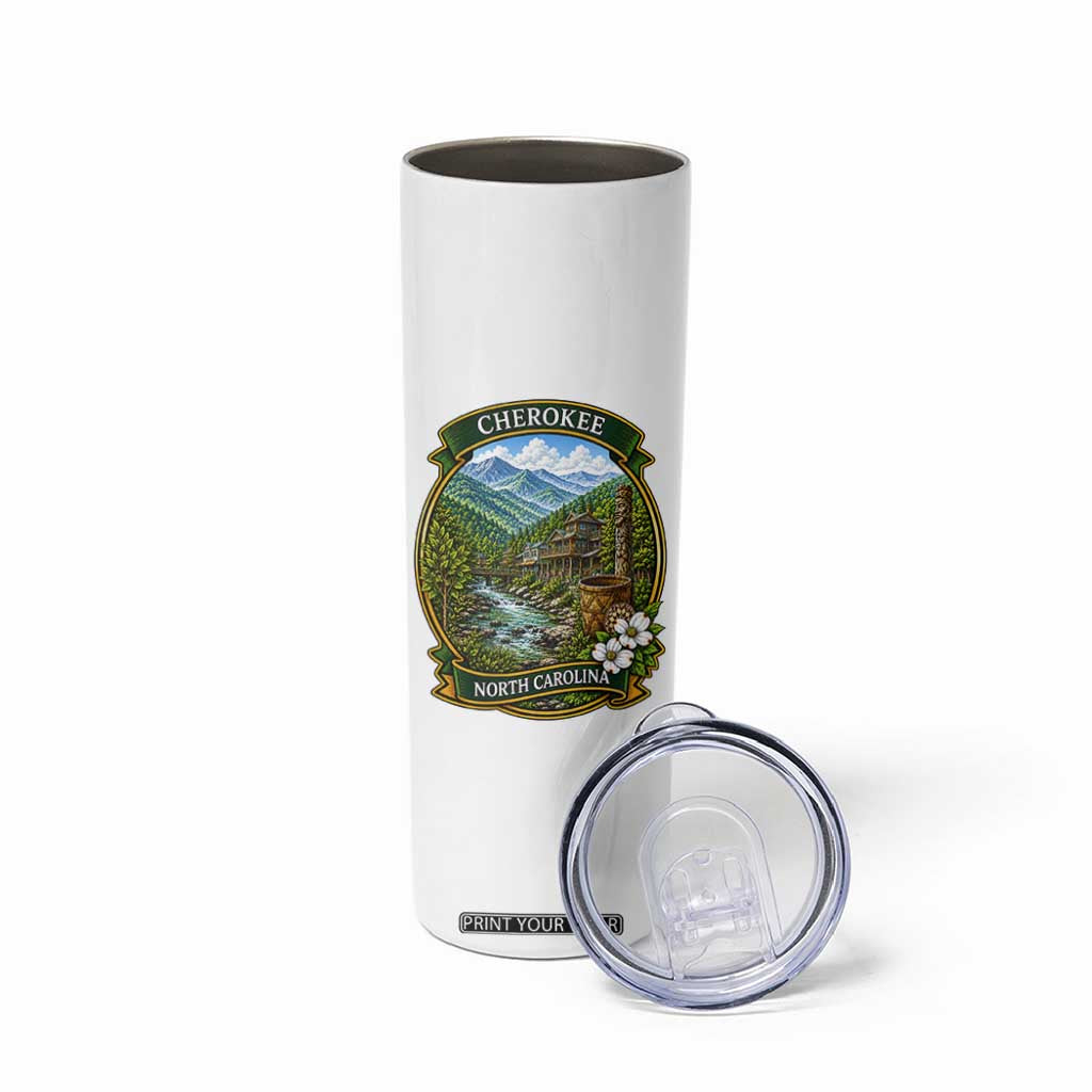 Vintage Great Smoky Mountains Skinny Tumbler Cherokee North Carolina Landscape