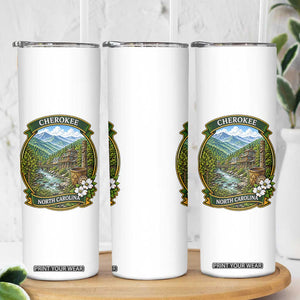 Vintage Great Smoky Mountains Skinny Tumbler Cherokee North Carolina Landscape
