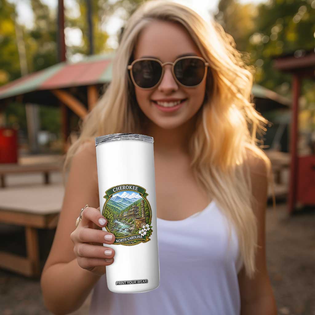Vintage Great Smoky Mountains Skinny Tumbler Cherokee North Carolina Landscape