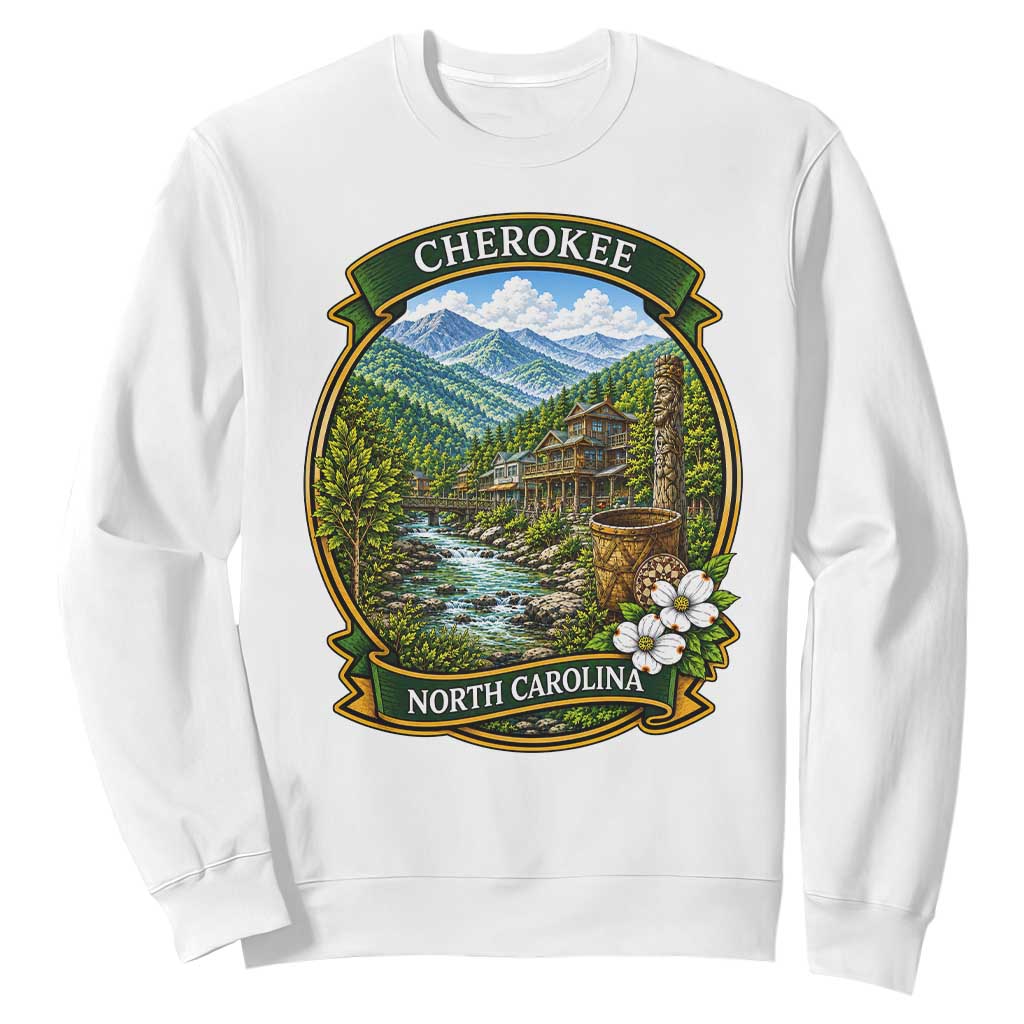 Vintage Great Smoky Mountains Sweatshirt Cherokee North Carolina Landscape