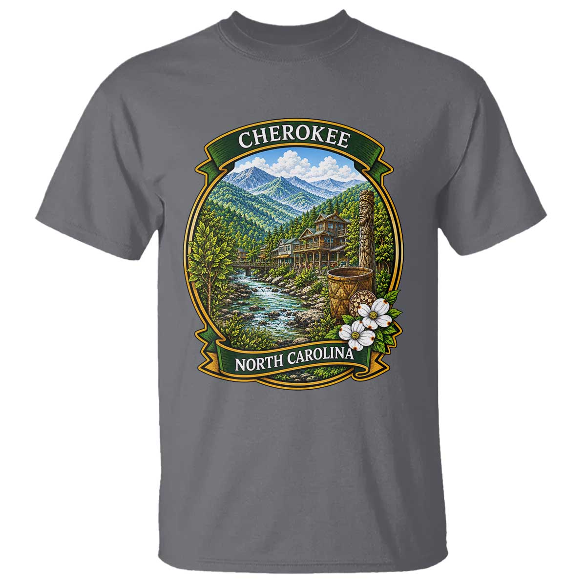 Vintage Great Smoky Mountains T Shirt Cherokee North Carolina Landscape