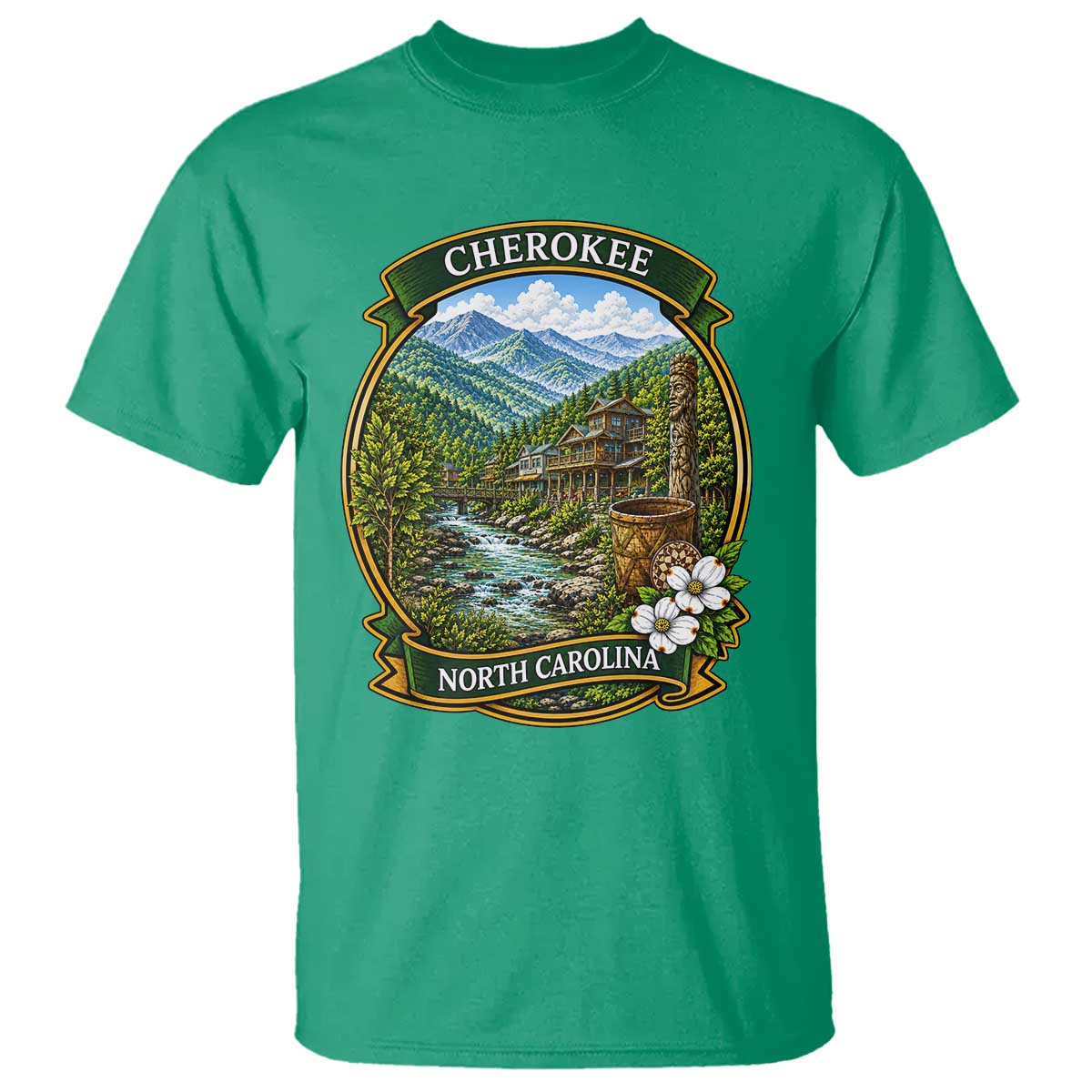 Vintage Great Smoky Mountains T Shirt Cherokee North Carolina Landscape
