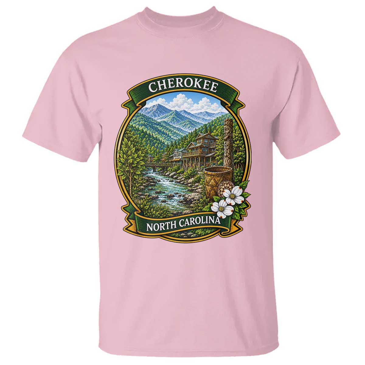 Vintage Great Smoky Mountains T Shirt Cherokee North Carolina Landscape