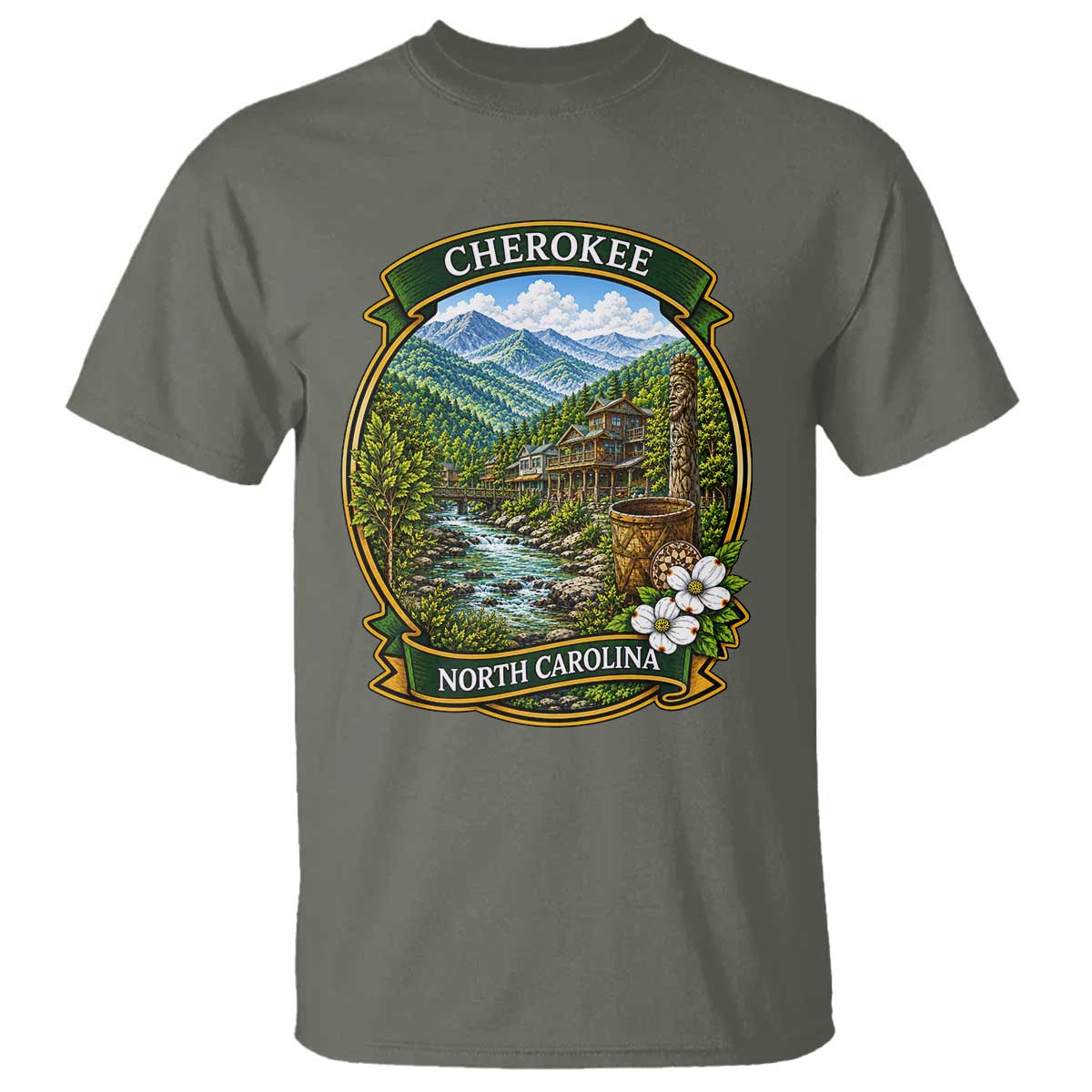 Vintage Great Smoky Mountains T Shirt Cherokee North Carolina Landscape