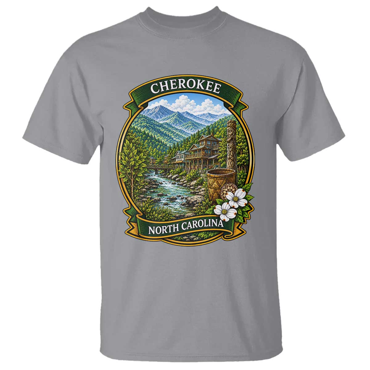 Vintage Great Smoky Mountains T Shirt Cherokee North Carolina Landscape