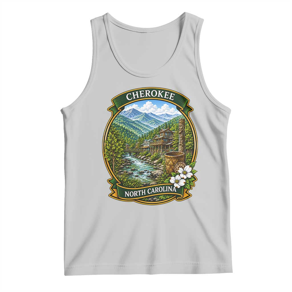 Vintage Great Smoky Mountains Tank Top Cherokee North Carolina Landscape