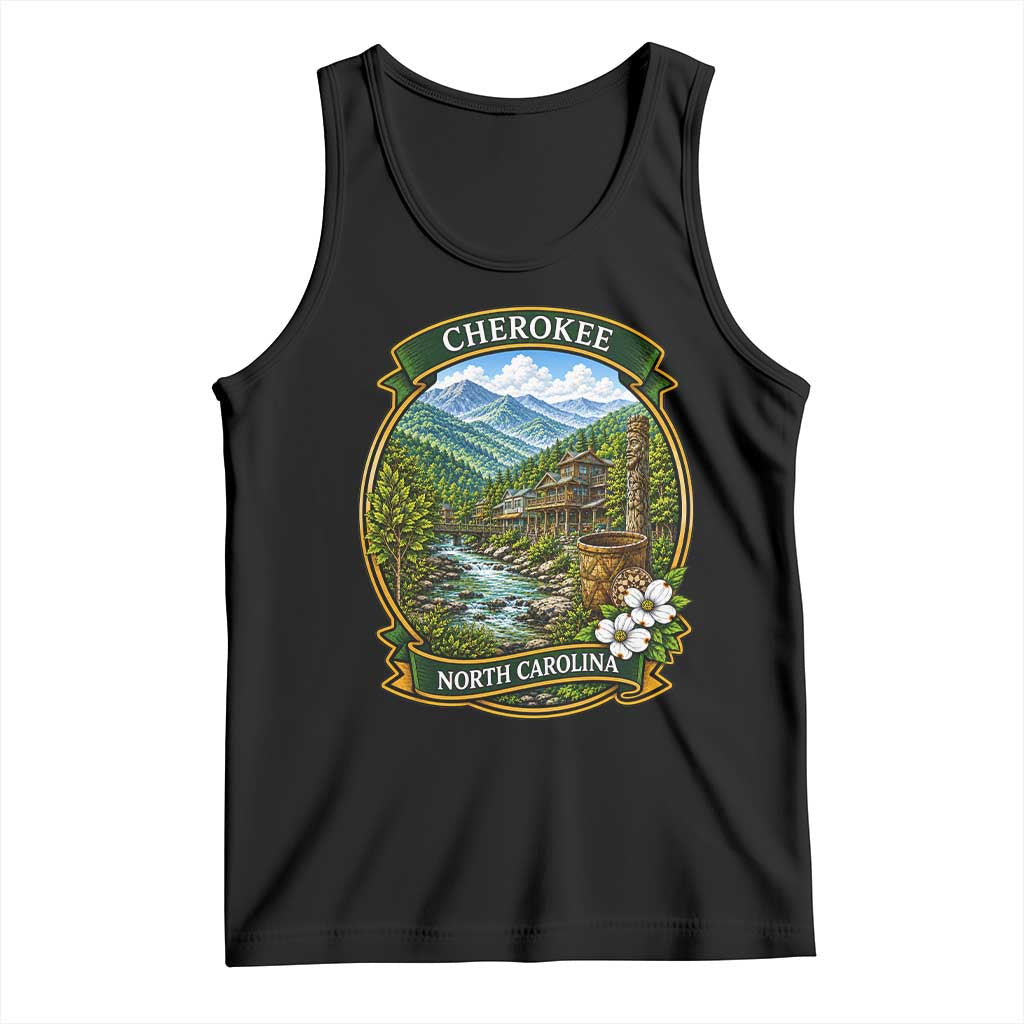 Vintage Great Smoky Mountains Tank Top Cherokee North Carolina Landscape