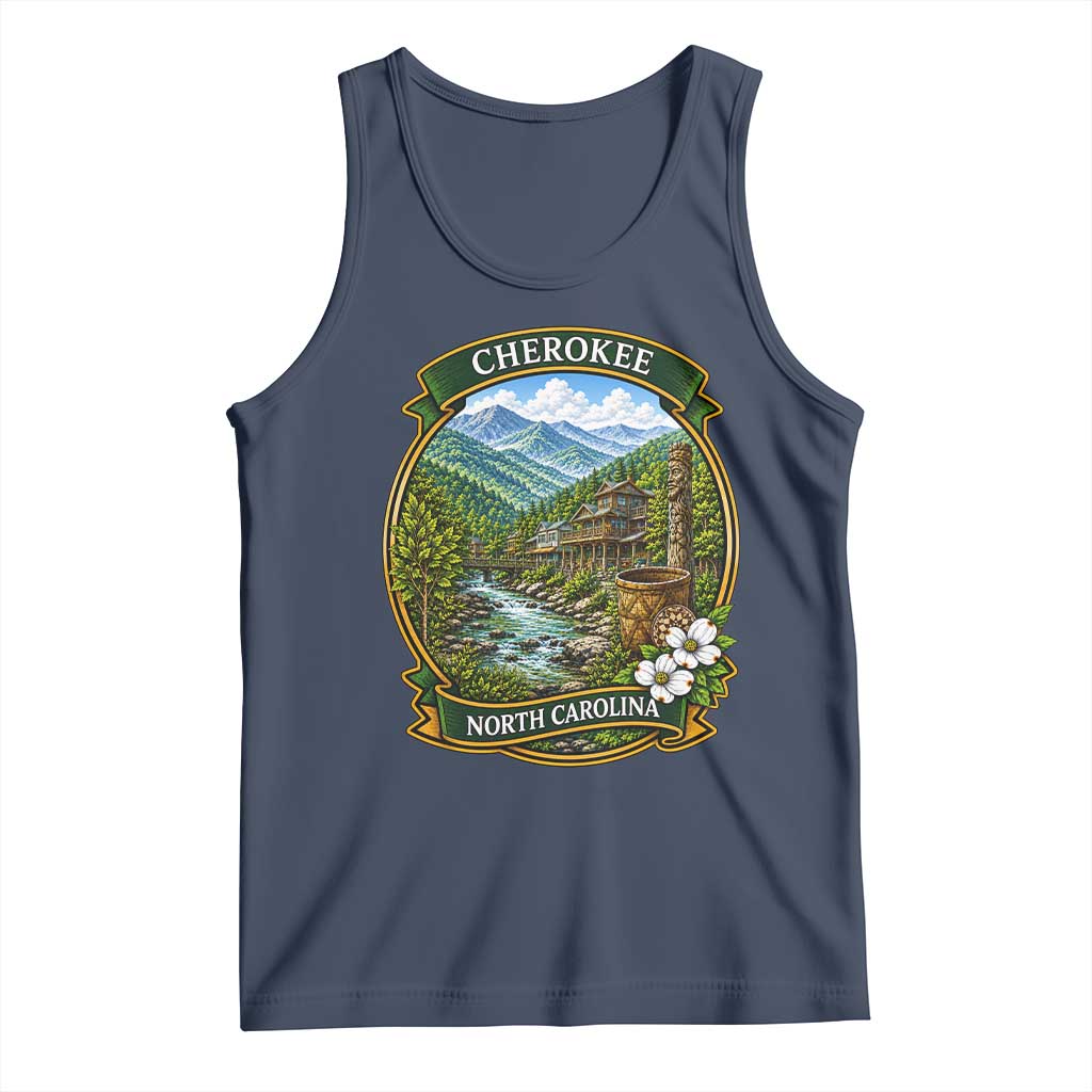 Vintage Great Smoky Mountains Tank Top Cherokee North Carolina Landscape