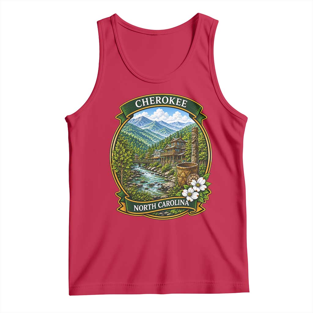 Vintage Great Smoky Mountains Tank Top Cherokee North Carolina Landscape