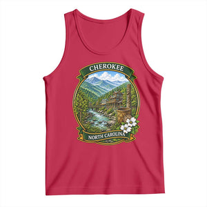 Vintage Great Smoky Mountains Tank Top Cherokee North Carolina Landscape