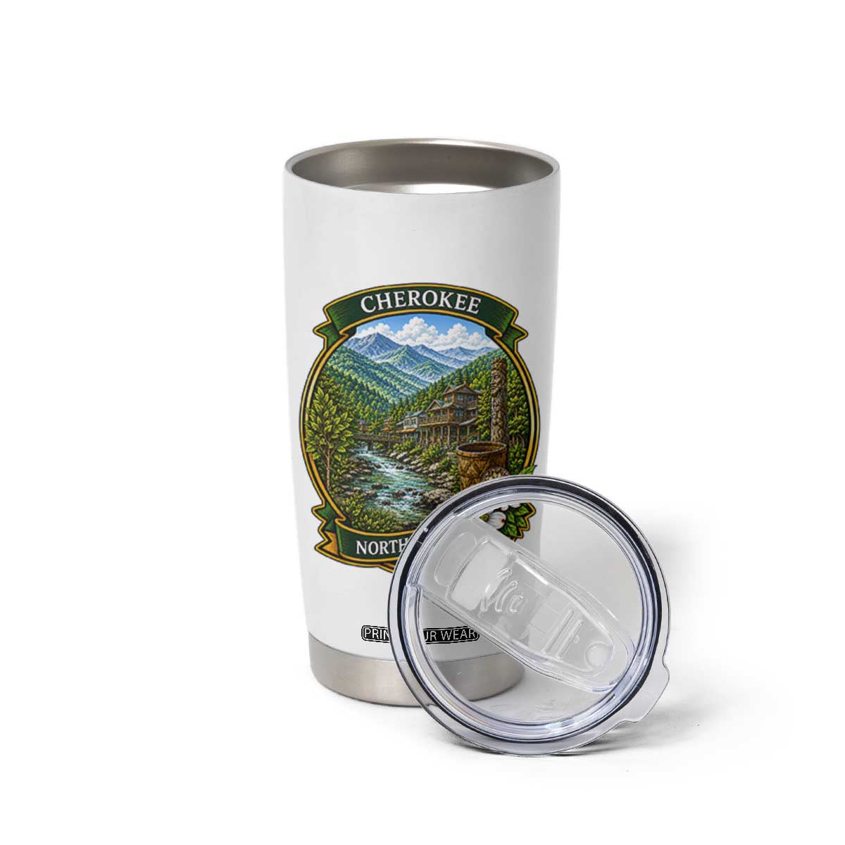 Vintage Great Smoky Mountains Tumbler Cup Cherokee North Carolina Landscape
