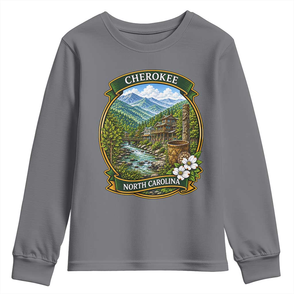 Vintage Great Smoky Mountains Youth Sweatshirt Cherokee North Carolina Landscape